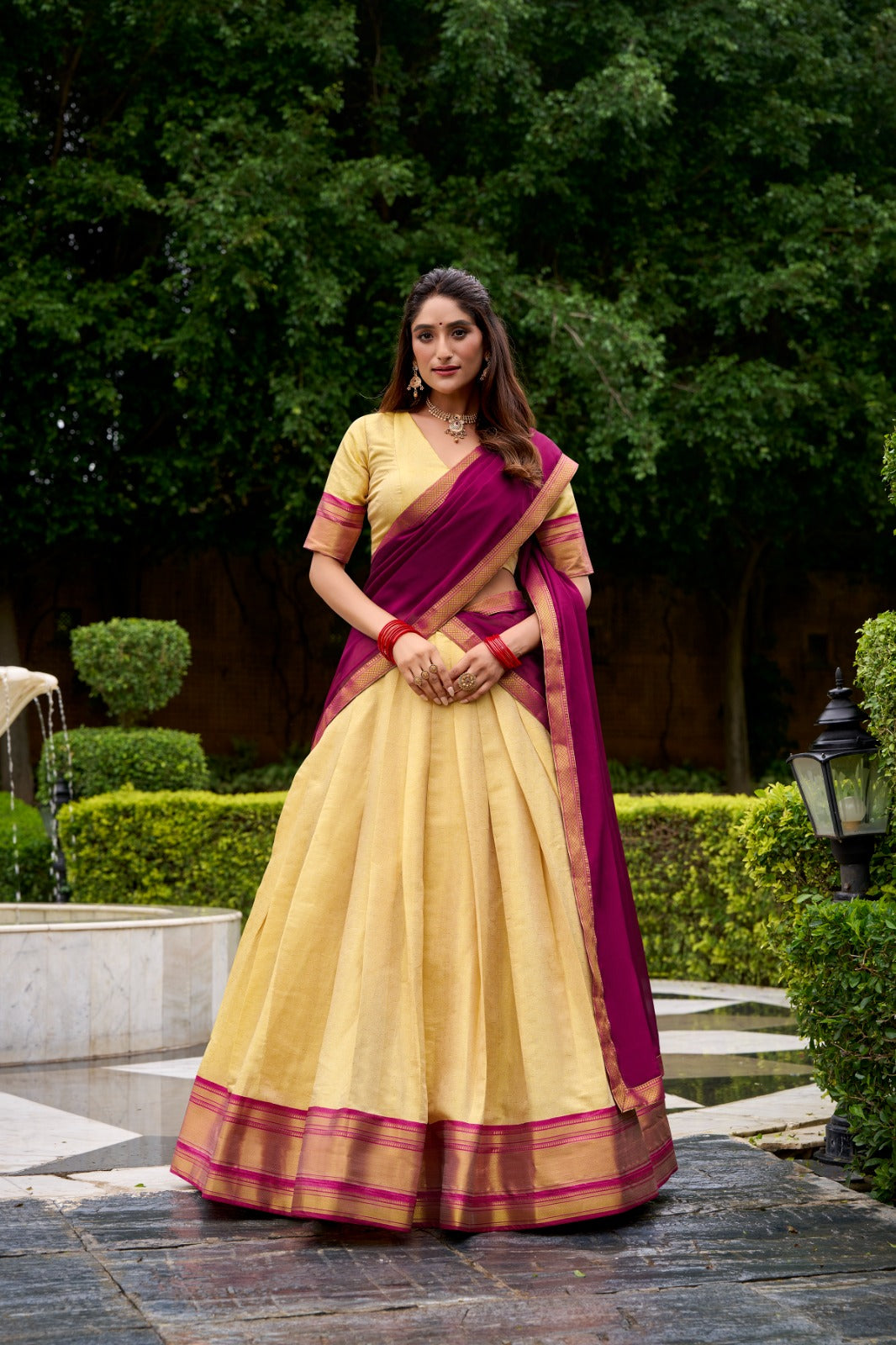 Kanchipuram Golden Glow Half Sarees