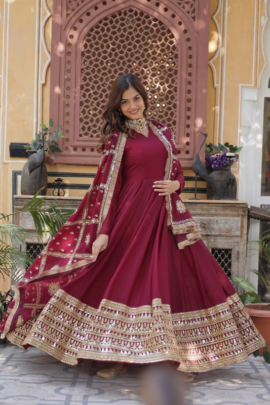 Starlight Georgette Gown With Embroidery Work