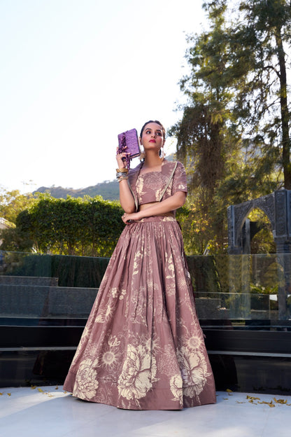 Blooming Floral Lehenga with Blouse & Koti