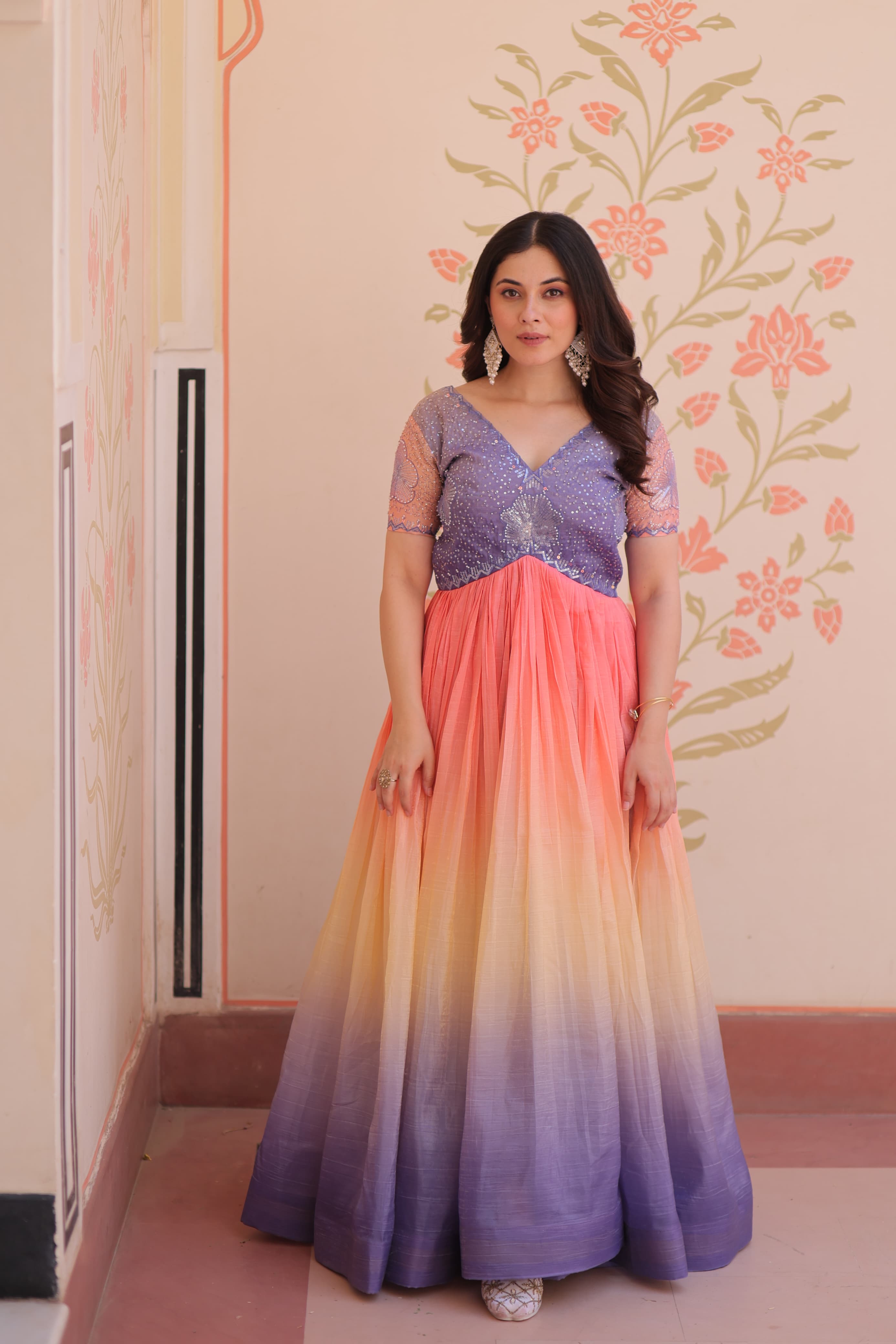 Multi-Hued Gown With Flowing Softness
