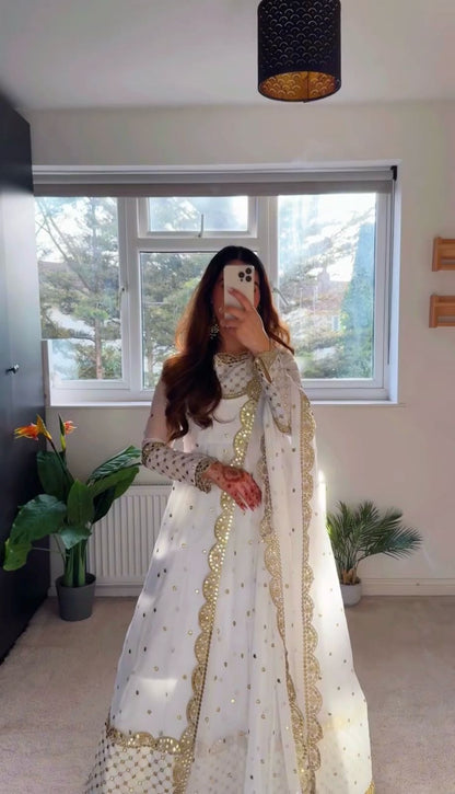White Swan Gown With Matching Dupatta