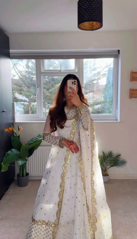 White Swan Gown With Matching Dupatta