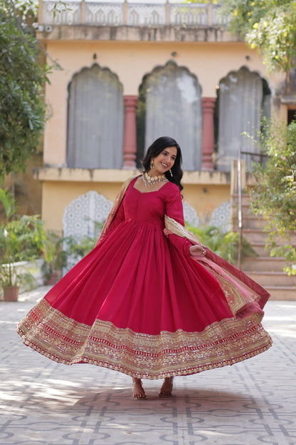 Glimmering Gown With Work Dupatta