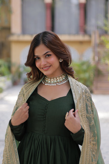 Glimmering Gown With Work Dupatta