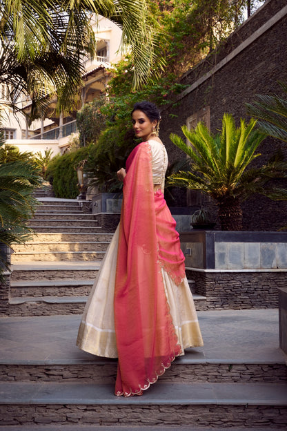 Ivory Lehenga Set With Royal Dupatta
