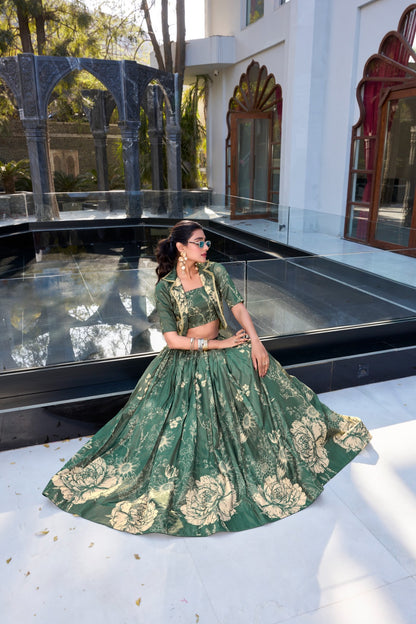 Blooming Floral Lehenga with Blouse & Koti