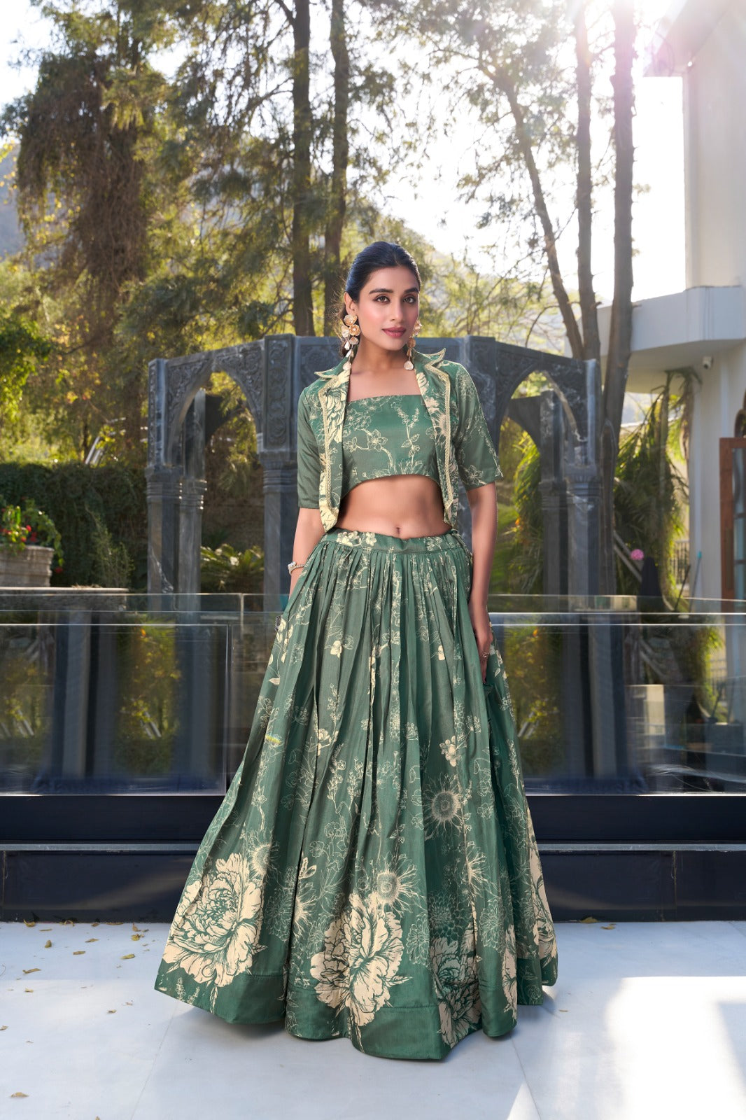 Blooming Floral Lehenga with Blouse & Koti