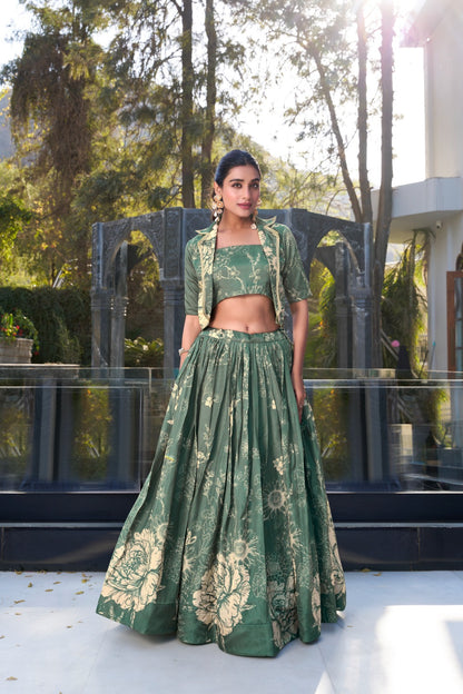 Blooming Floral Lehenga with Blouse & Koti