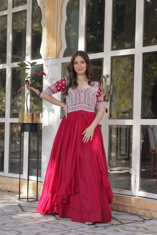 Embellished Slit Cut Long Kurti & Lehenga