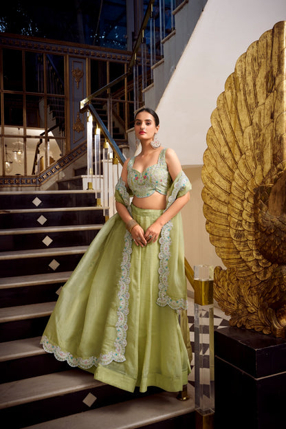 Softly Shining Gold Crush Lehenga Collection