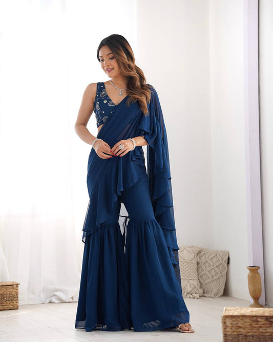 Fusion Flair Saree Sharara Ensemble