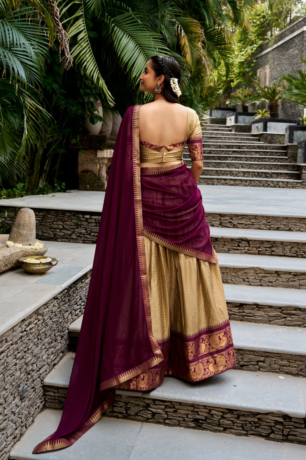 Cotton Checks Lehenga with Zari Weave Work